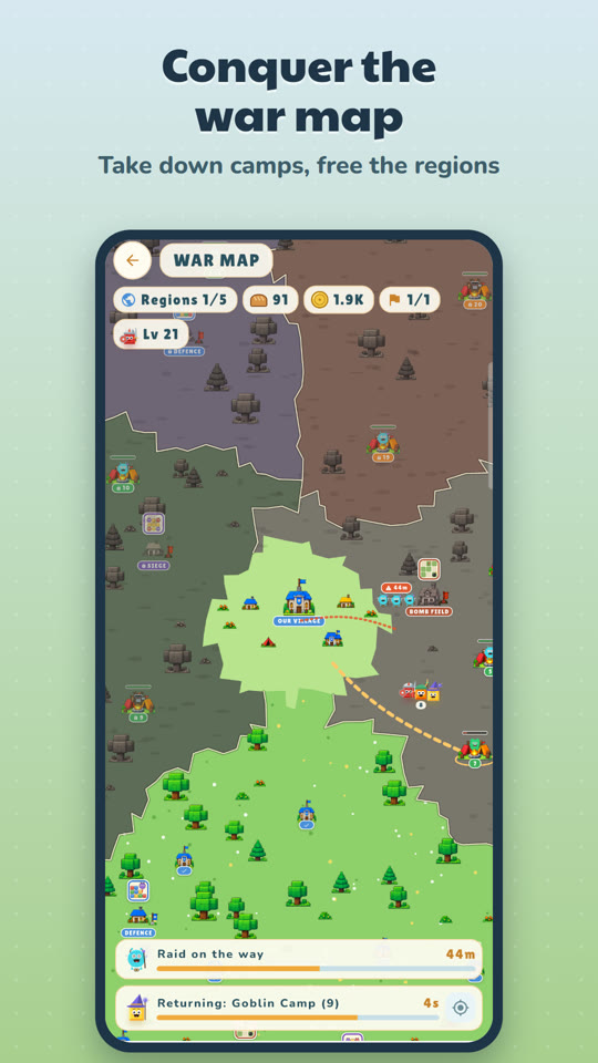 War map: enemy camps and regions